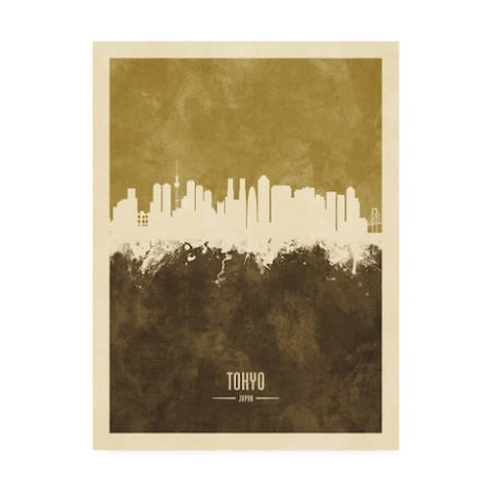 Michael Tompsett 'Tokyo Japan Skyline Brown' Canvas Art,35x47